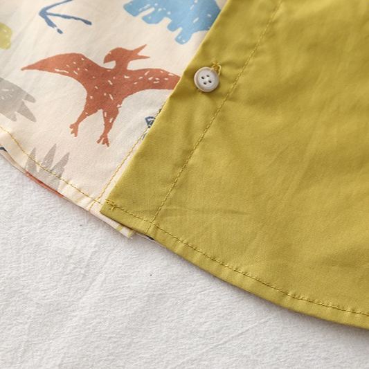 [Copy]2pcs Toddler Boys Printed Shirt & Cuffed Pants