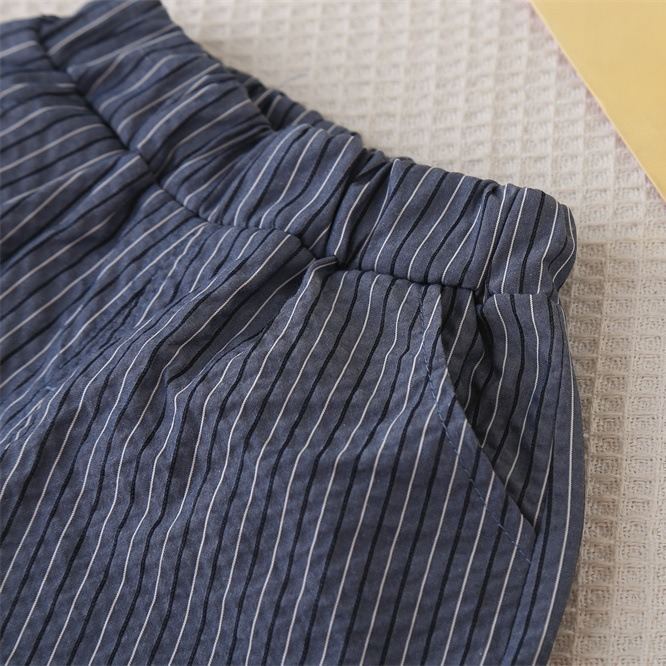 2pcs Toddler Boys Vertical Stripe Bowtie Vest & Shorts