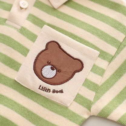 2pcs Toddler Boys 3D Embroidered Bear Long-Sleeve Shirt & Pants