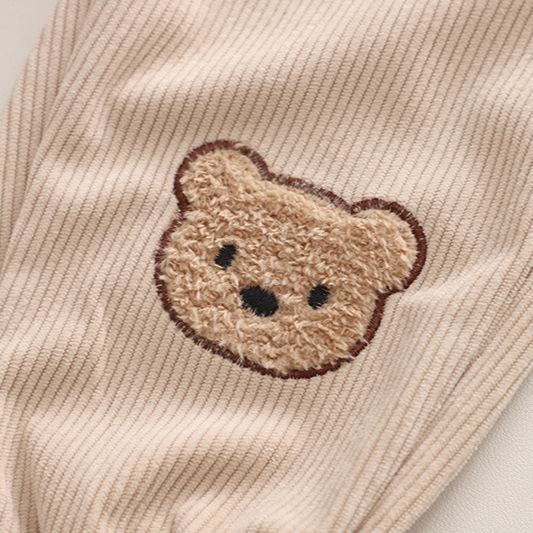 2pcs Toddler Boys 3D Embroidered Bear Long-Sleeve Shirt & Pants