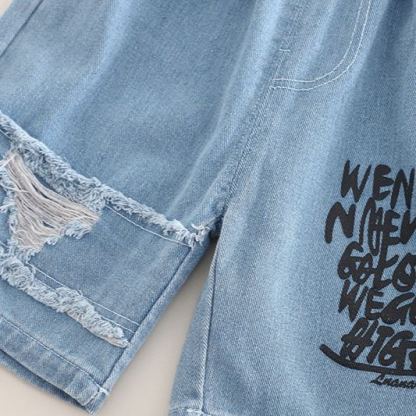 [Copy]2pcs Toddler Boys Dinosaur Print Short-Sleeve Shirt & Tie with Shorts