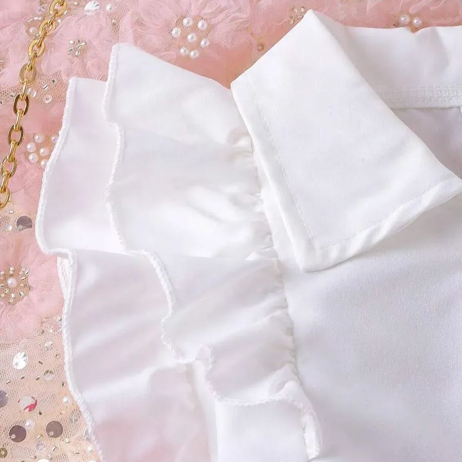 [Copy]2pcs Toddler Girls Mallard Print Letter Sleeveless Top & Denim Skirt