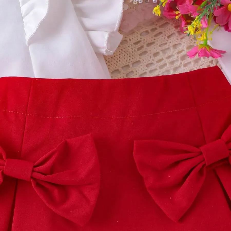 [Copy]2pcs Toddler Girls Mallard Print Letter Sleeveless Top & Denim Skirt