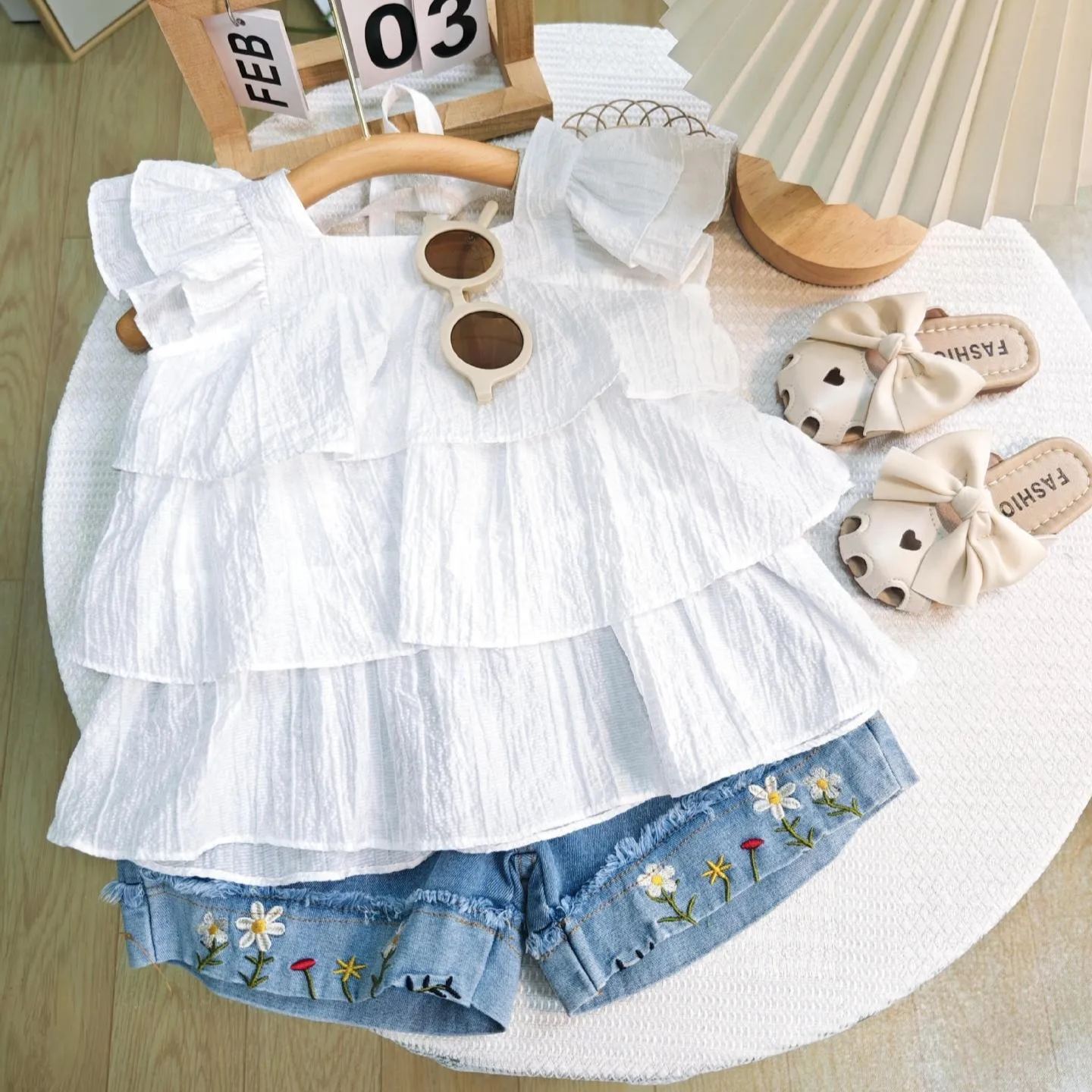 2pcs Toddler Girls Casual Lovely Embroidered Design Summer Set