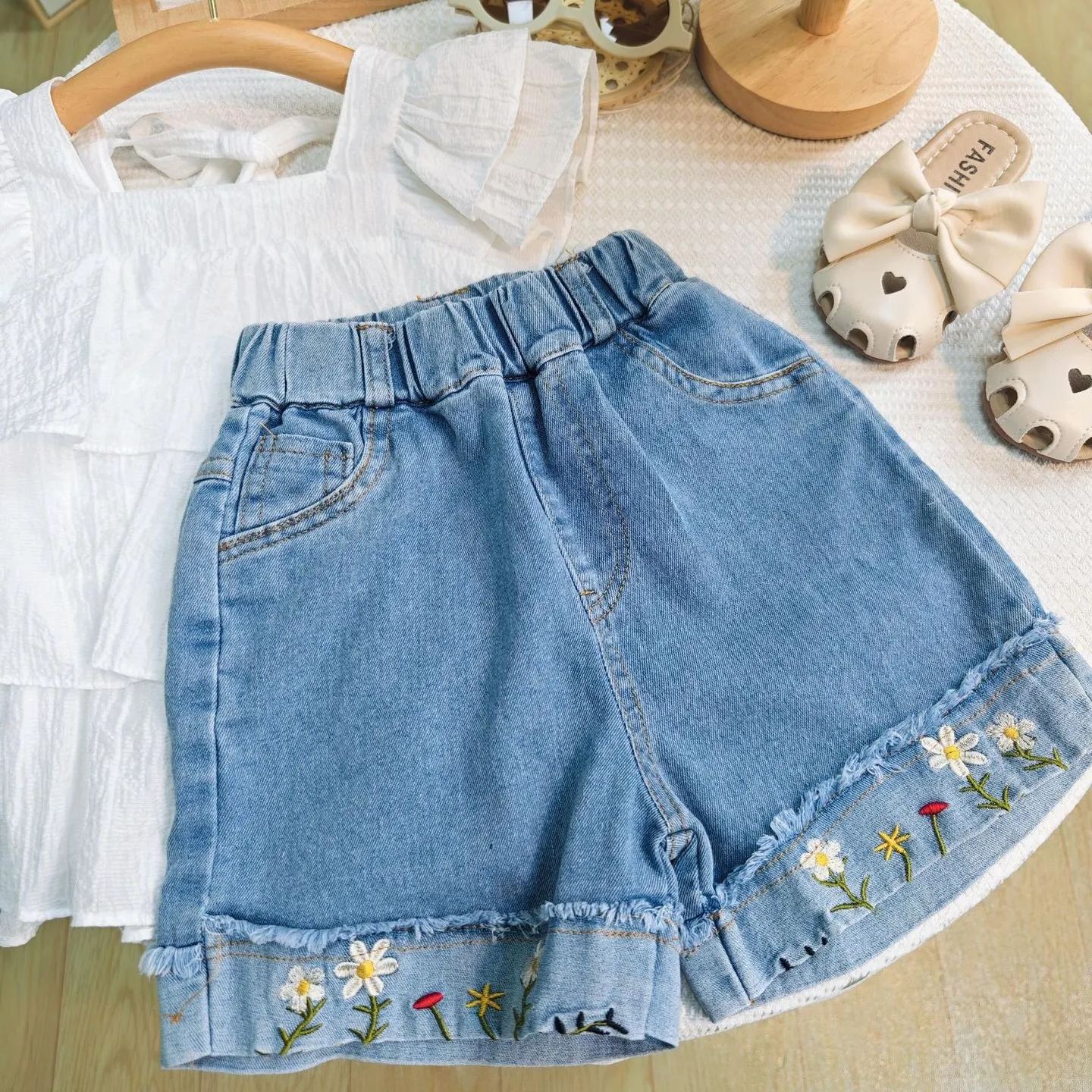 2pcs Toddler Girls Casual Lovely Embroidered Design Summer Set