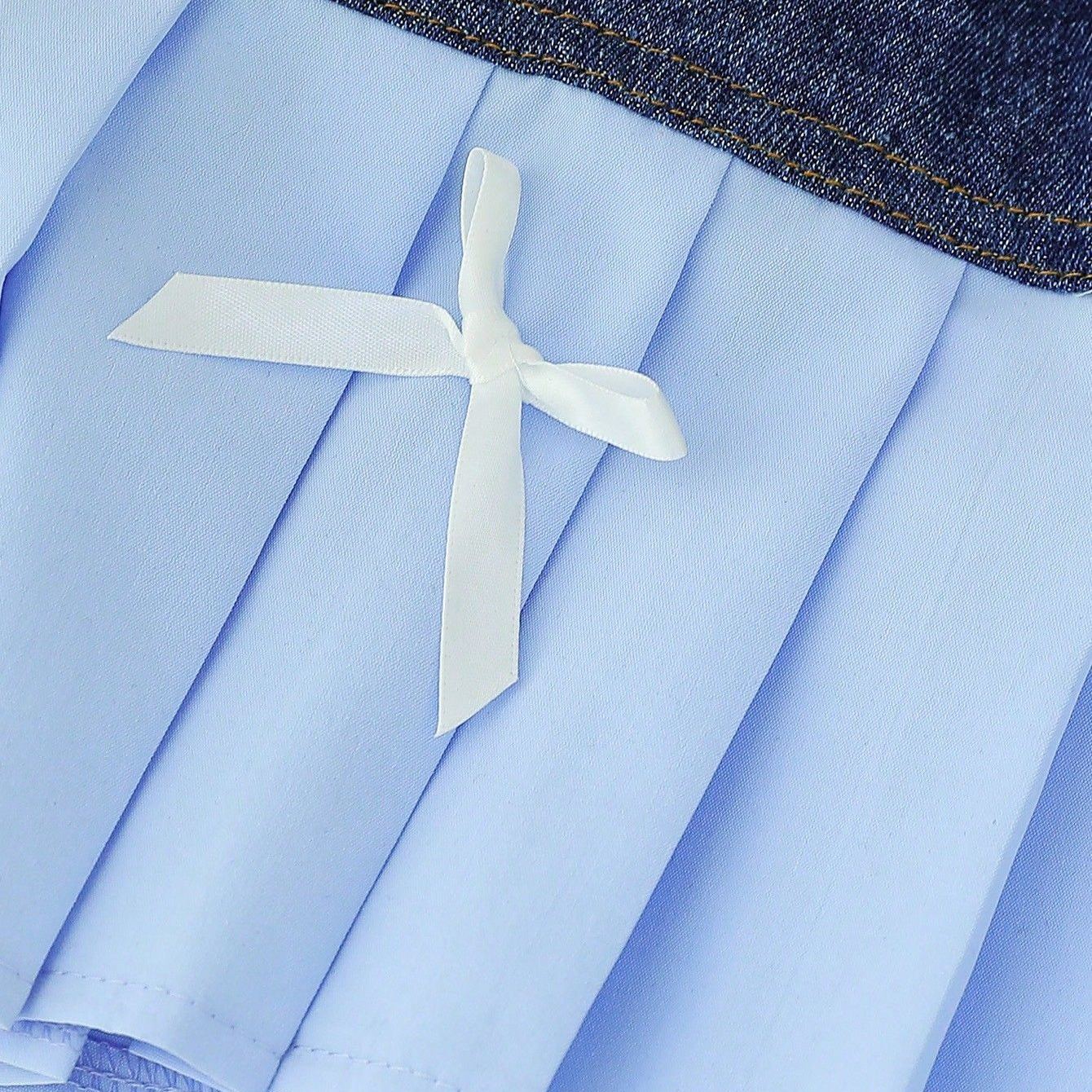 2pcs Toddler Girls Cap Sleeve Vest Top & Patchwork Pleated Skirt