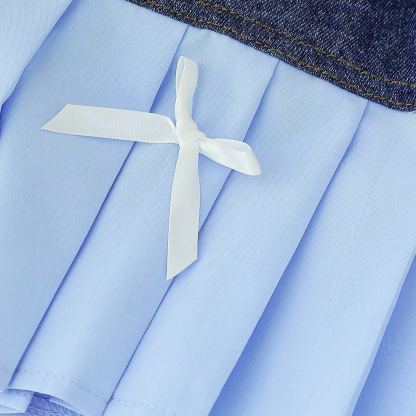 2pcs Toddler Girls Cap Sleeve Vest Top & Patchwork Pleated Skirt