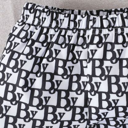 3pcs Baby Boy Vacation Print Short Sleeve Top & Shorts & Hat