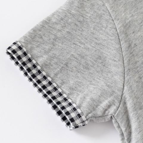 Baby Boy Plaid Collar Onesies With Bow Tie