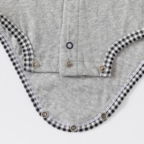 Baby Boy Plaid Collar Onesies With Bow Tie