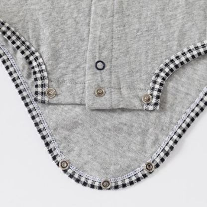 Baby Boy Plaid Collar Onesies With Bow Tie