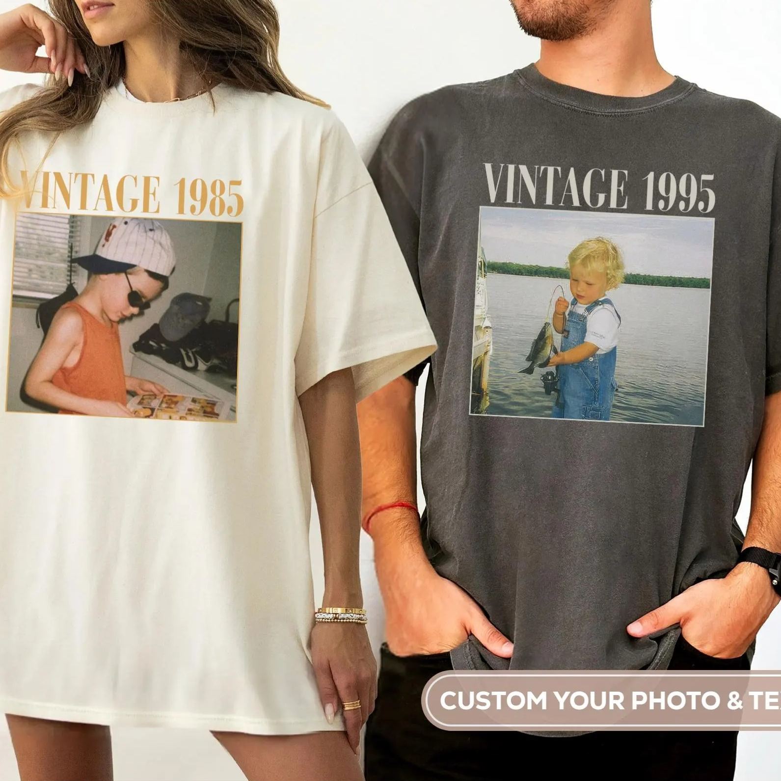 [Copy]Custom Birthday Number & Vintage Photo Photo T-Shirt