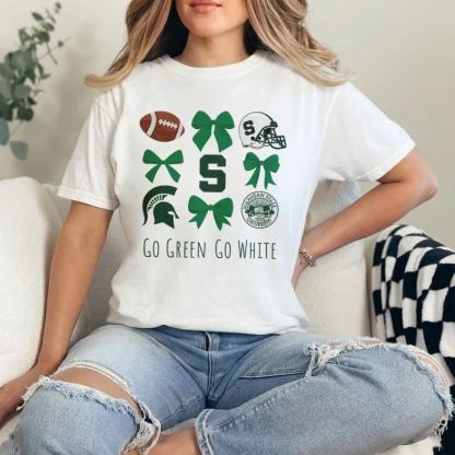 “College Team Spirit” Sporty Bow Graphic Tee