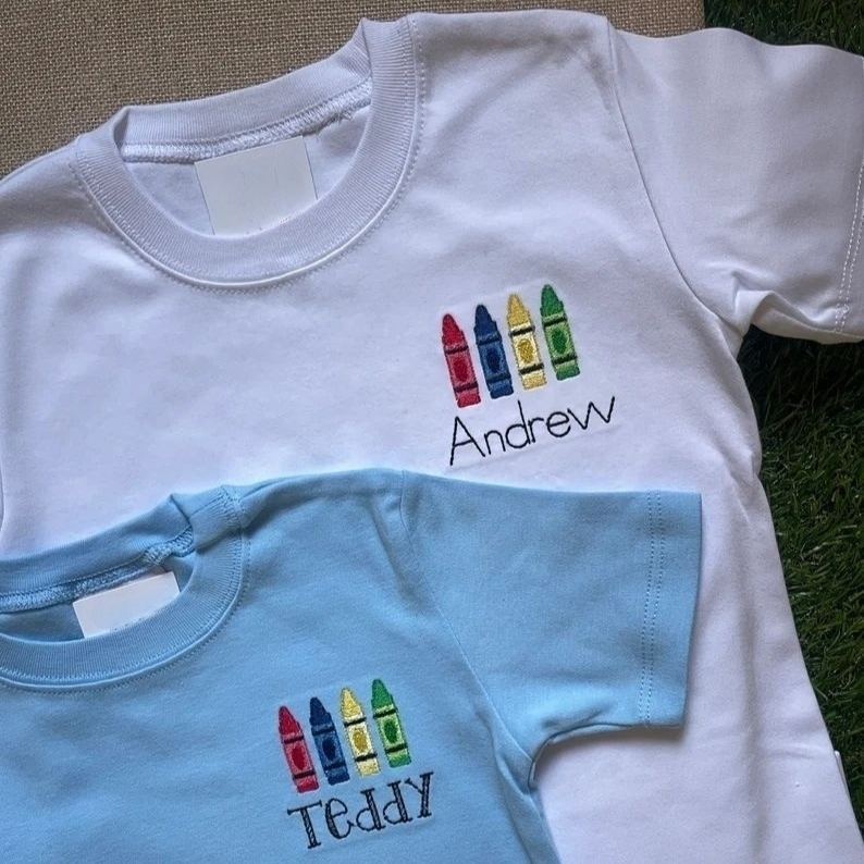 Personalized Crayon Lapel Back to School Shirt