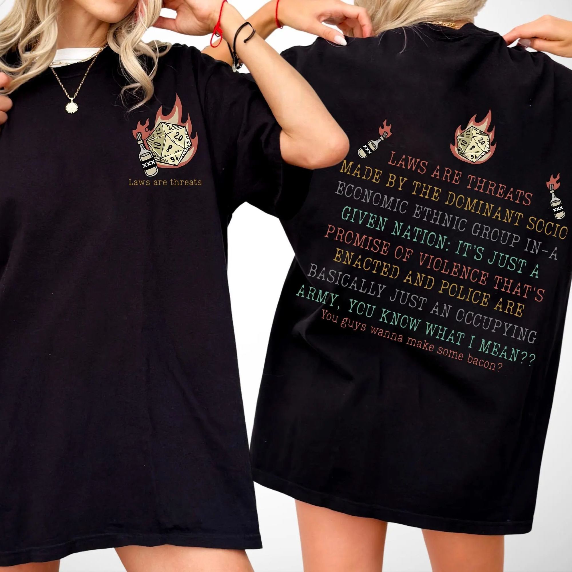 Laws Are Threats 2 Sides Shirt, D&D Tshirt, Dunge0ns and Drag0ns Shirts, Vintage Retro 90s Joke D and D Sweatshirt, Hoodie, RPG Gift