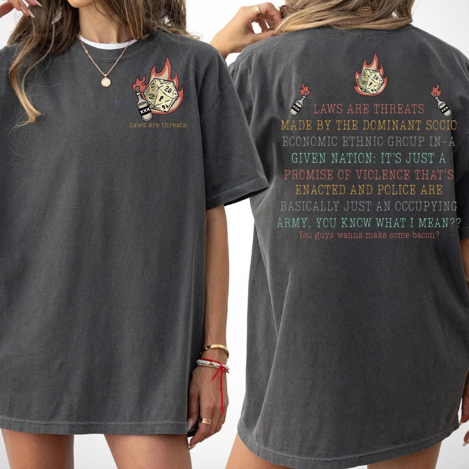 Laws Are Threats 2 Sides Shirt, D&D Tshirt, Dunge0ns and Drag0ns Shirts, Vintage Retro 90s Joke D and D Sweatshirt, Hoodie, RPG Gift