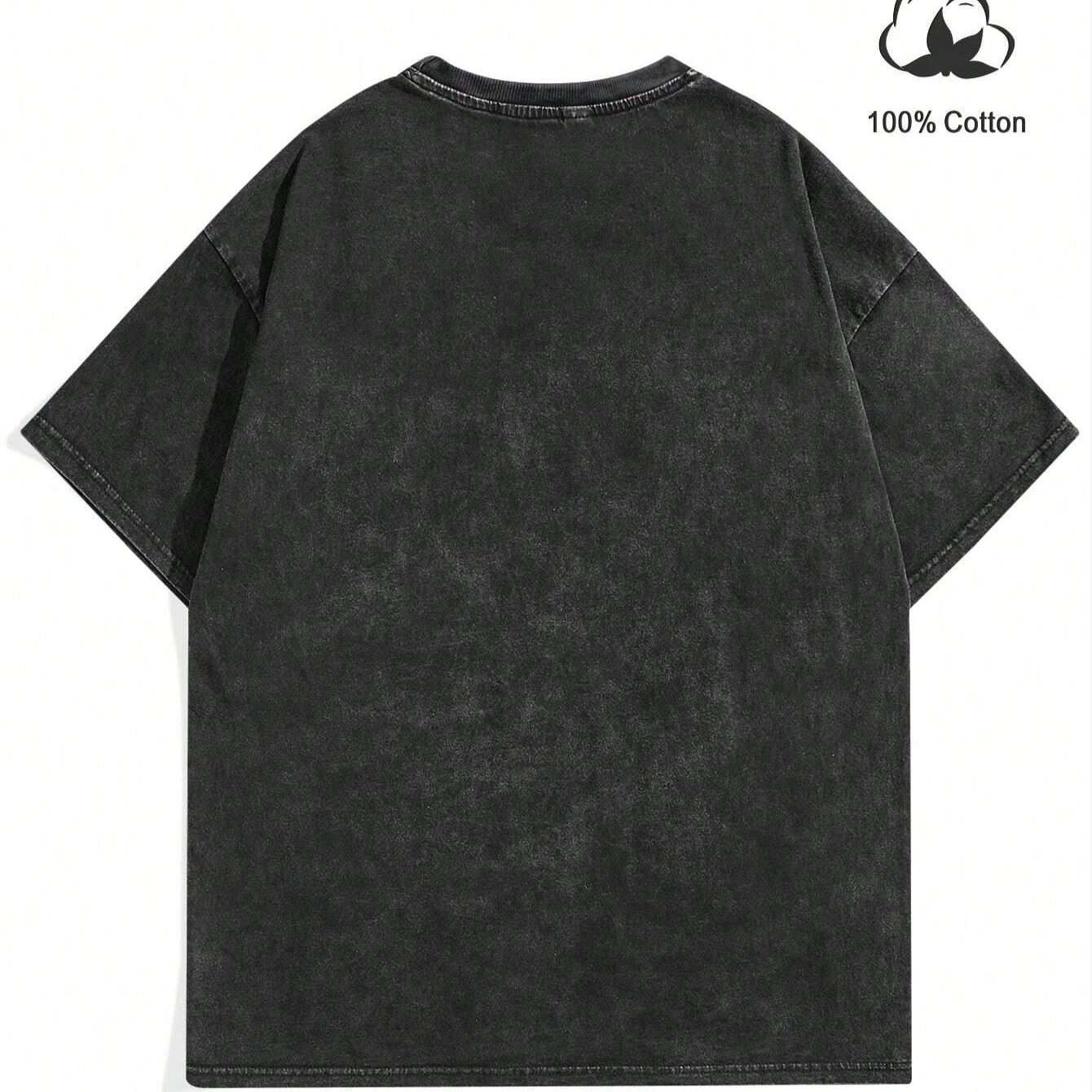 Figure & Star Print Drop Shoulder Tee- Casual Regular Fit Street Fashion Round Neck T-shirt 