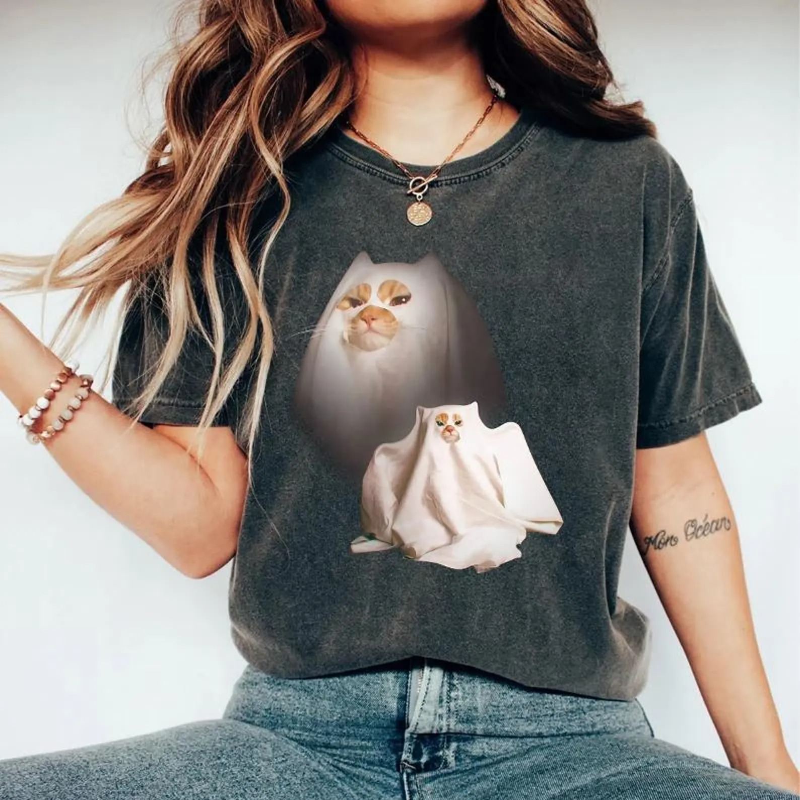 Ghost Kitten Cat Halloween T-Shirt