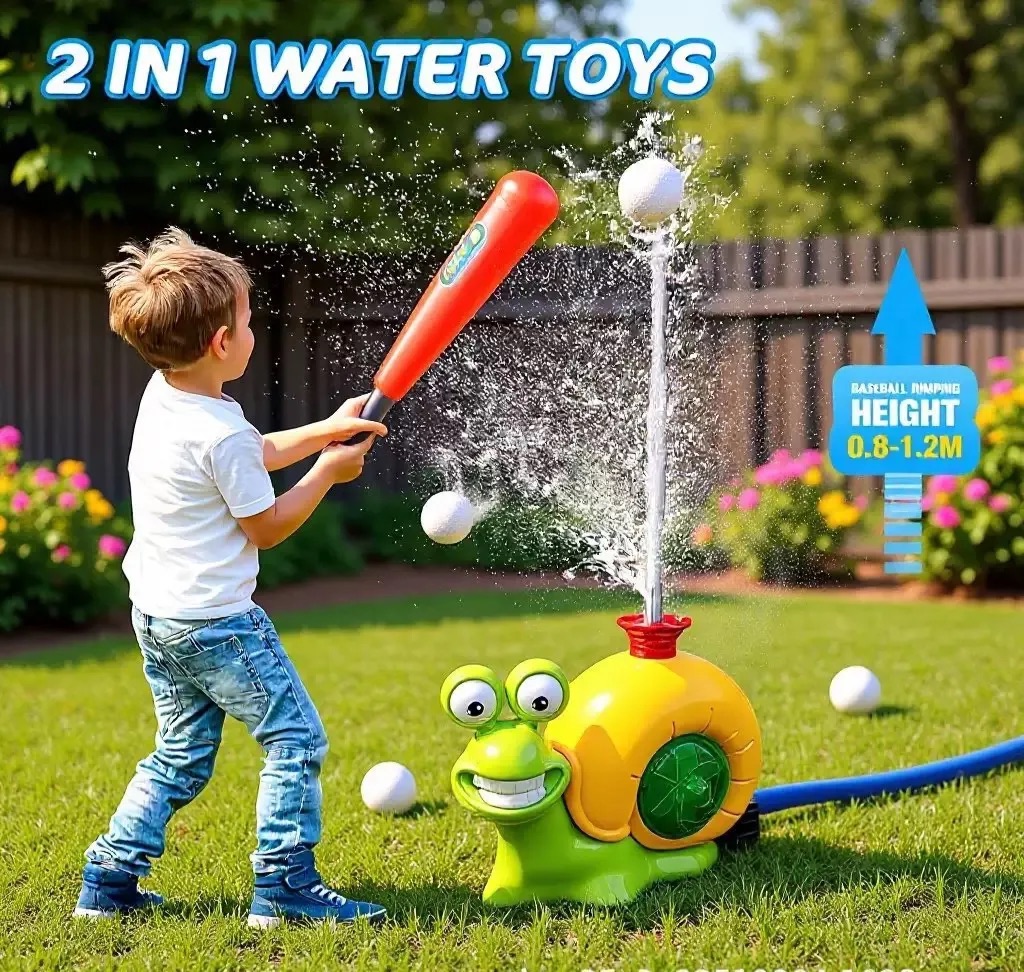 Kids Outdoor Water Play Set – Multi-Activity Sprinkler, Flying Disc & Baseball Game Kit