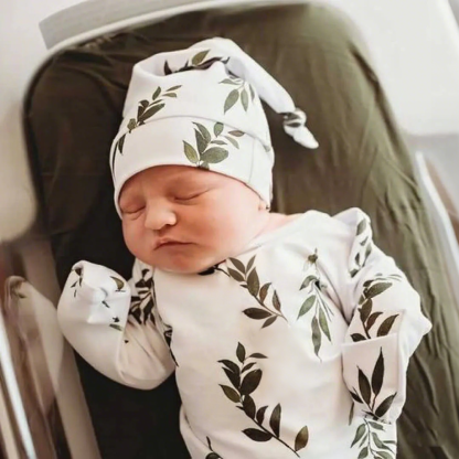 2pcs Baby Hooded Printed Knot Gowns, Comfortable & Cute