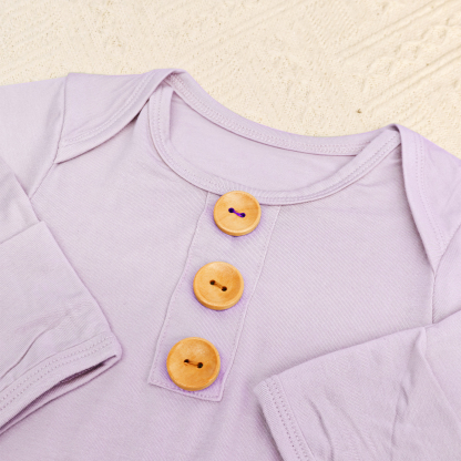 2pcs Baby Solid Color Knot Gowns with Button Closure