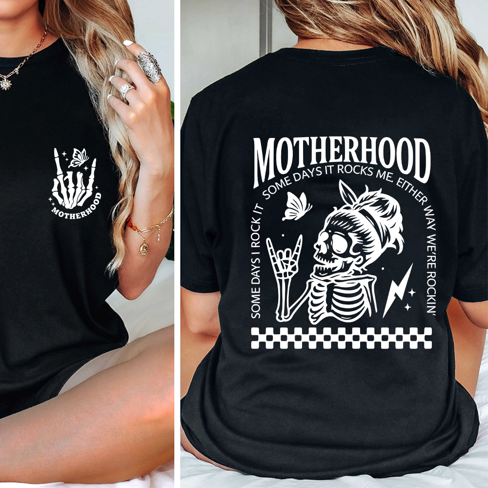 Mom Breastfeeding Nursing T-Shirt - Motherhood Sometimes I Rock It Sometimes It Rocks Me