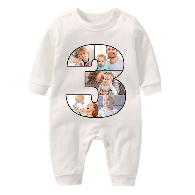 Birthday Number Frame Family Photo, Custom Baby Rompers