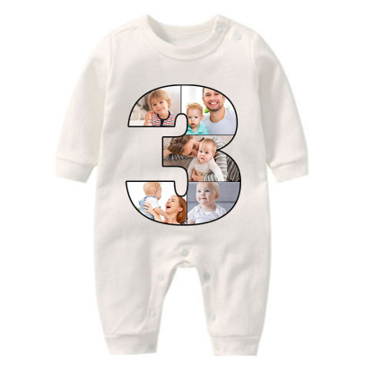 Birthday Number Frame Family Photo, Custom Baby Rompers