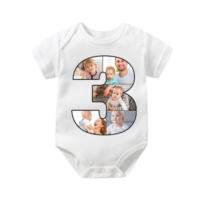 Birthday Number Frame Family Photo, Custom Baby Rompers