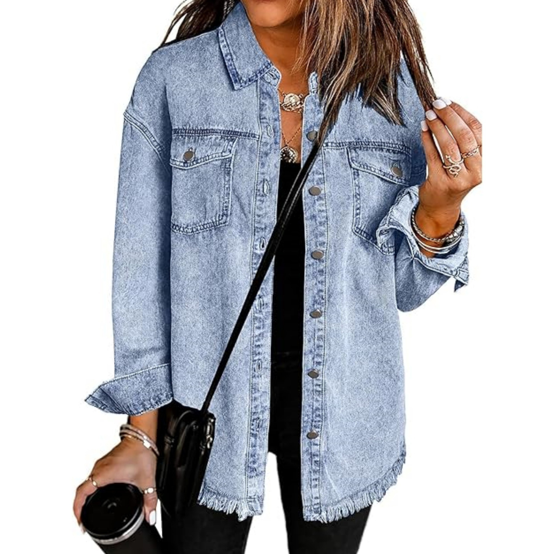 Women's Ripped Fringe Denim Jacket