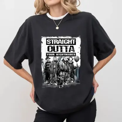 Straight Outta Nightmares Vintage Horror T-Shirt - Halloween Graphic Tee