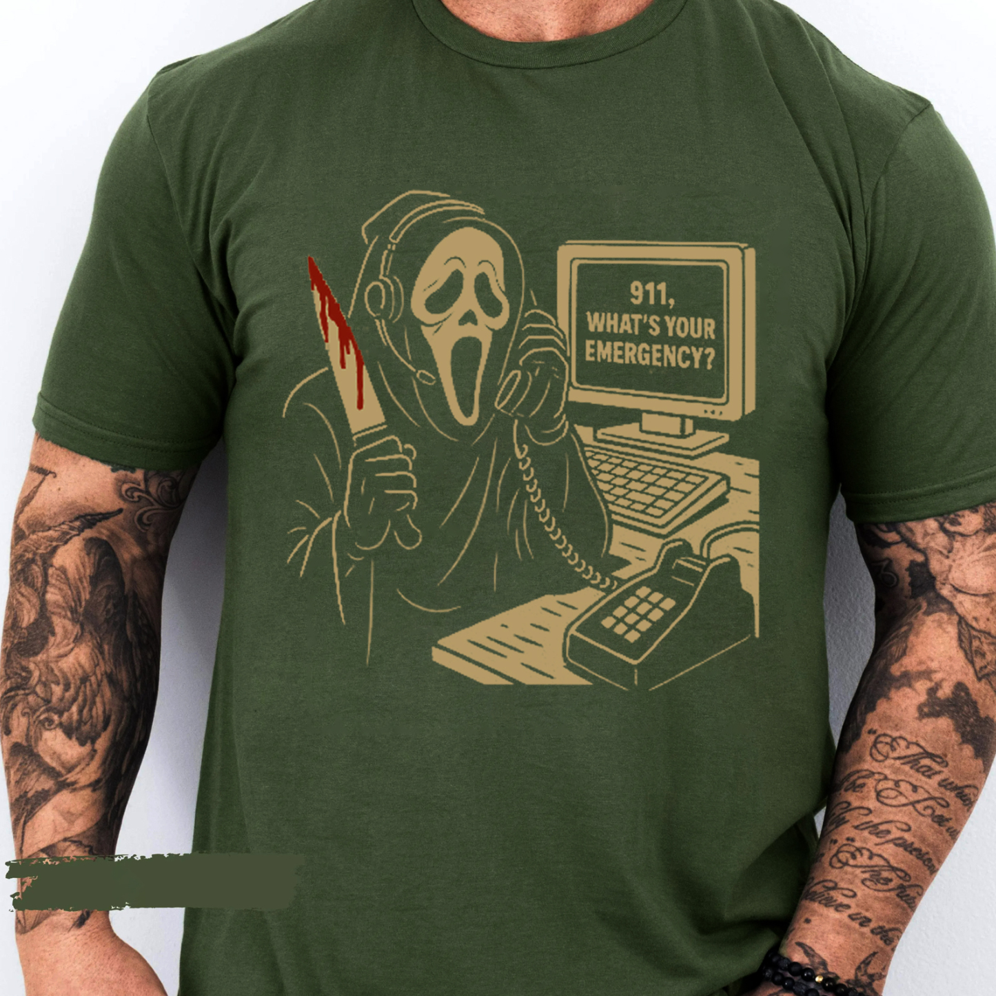 Ghostface 911 Call T-Shirt - Scary Halloween Tee