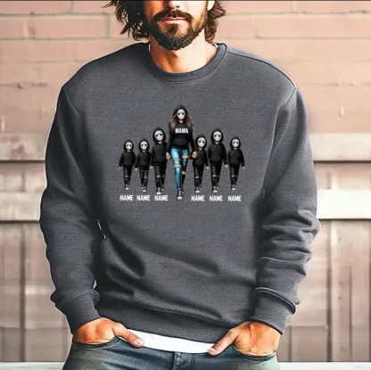 Personalized Halloween Horror Mama With Kid Name Sweatshirt