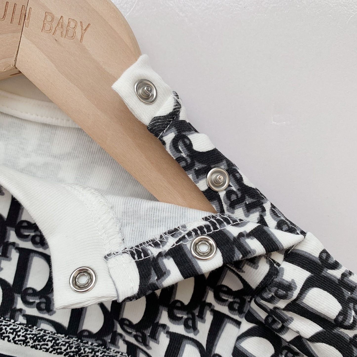 Baby Boy All-Over Letter Print Long-Sleeve Snap Jumpsuits