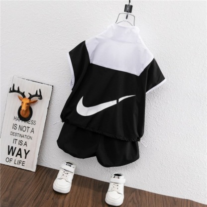 2pcs Toddler Boys Zip-Front Sport Top & Performance Shorts