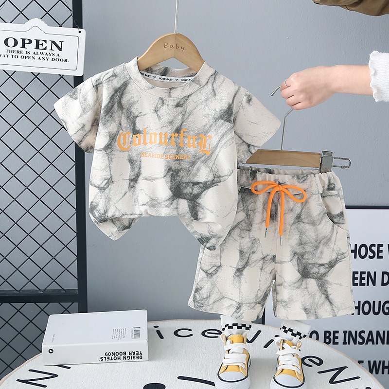 2pcs Toddler Boys Tie-Dye Short Sleeve & Shorts