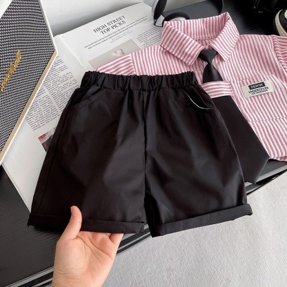 2pcs Toddler Boys Vertical Stripe Shirt & Formal Pants