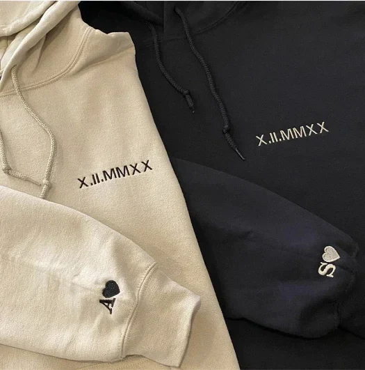 Custom Roman Numeral Date Couple's Hoodie💕Crewneck