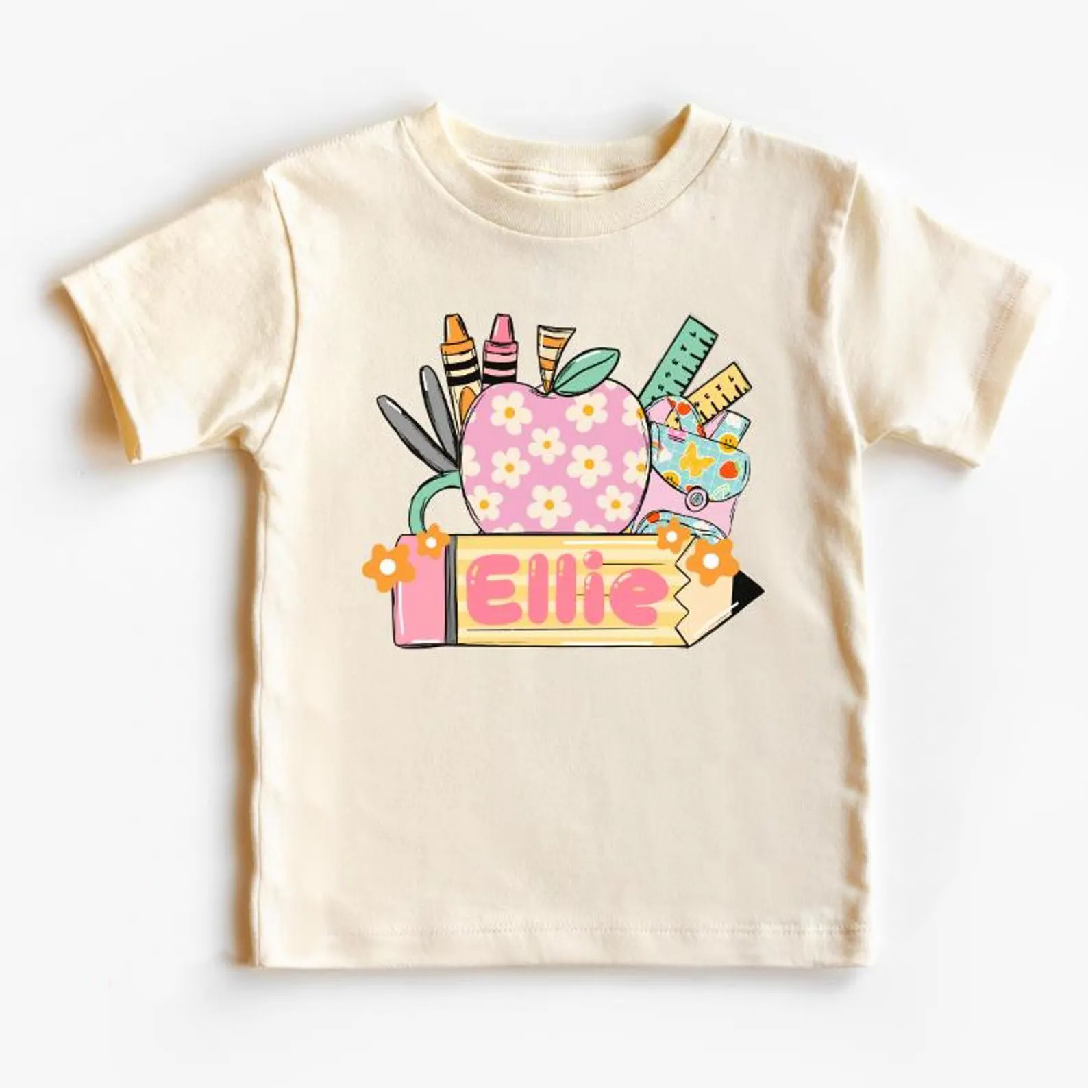 Custom Back to School T-Shirt - First Day of School Natural Shirt