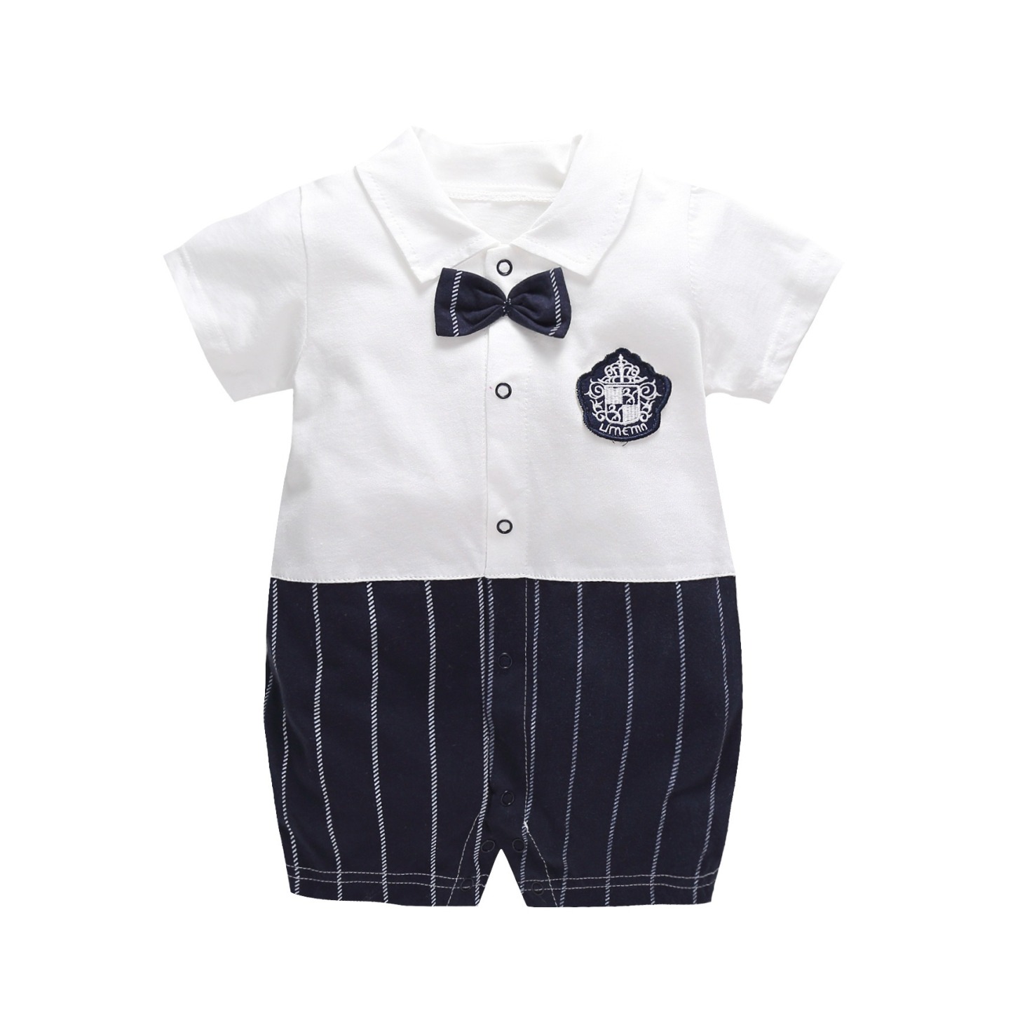 Baby Boy Black & White Academic Jumpsuits