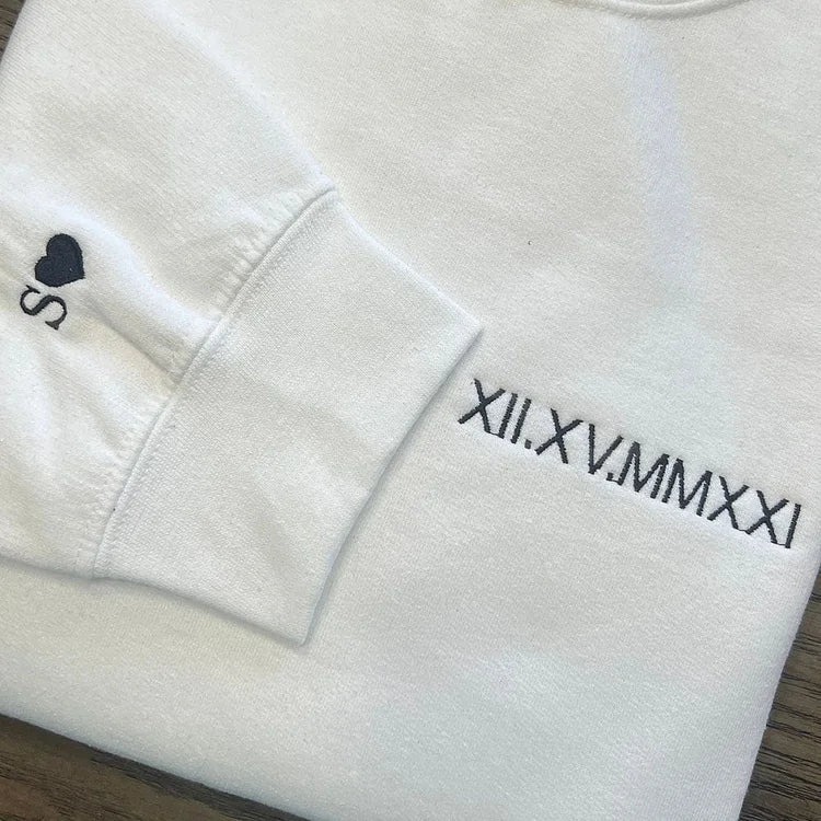 Custom Roman Numeral Date Couple's Hoodie💕Crewneck