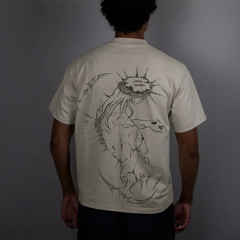 Unisex Fearless Cross Print Acid Washed T-Shirt