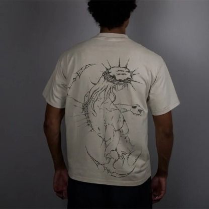 Unisex Fearless Cross Print Acid Washed T-Shirt