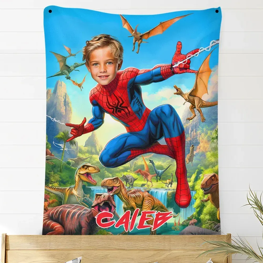 Custom Spiderman Superhero Fleece Blanket