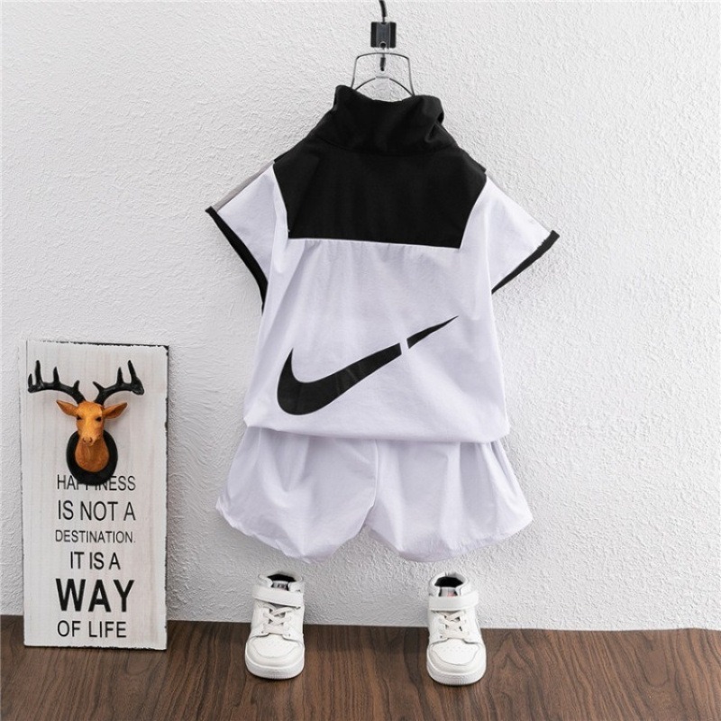 2pcs Toddler Boys Zip-Front Sport Top & Performance Shorts