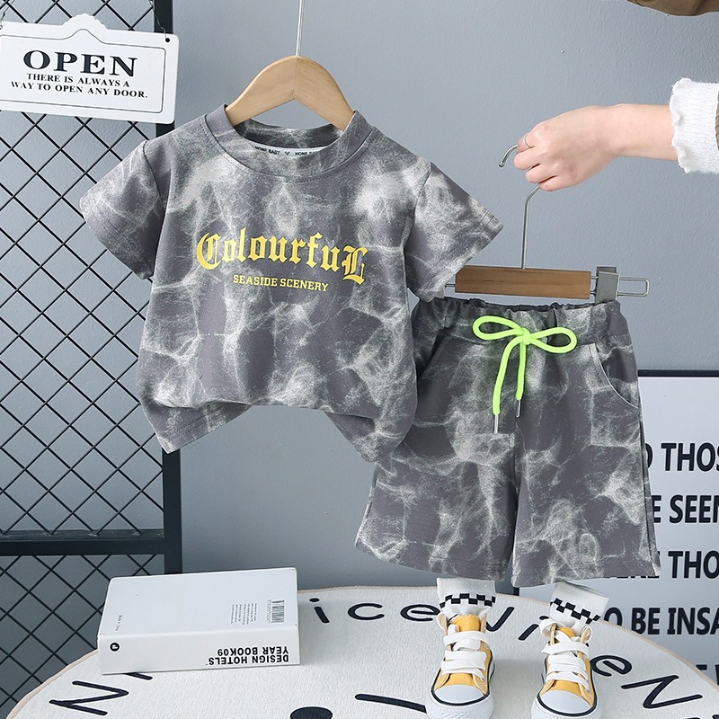 2pcs Toddler Boys Tie-Dye Short Sleeve & Shorts