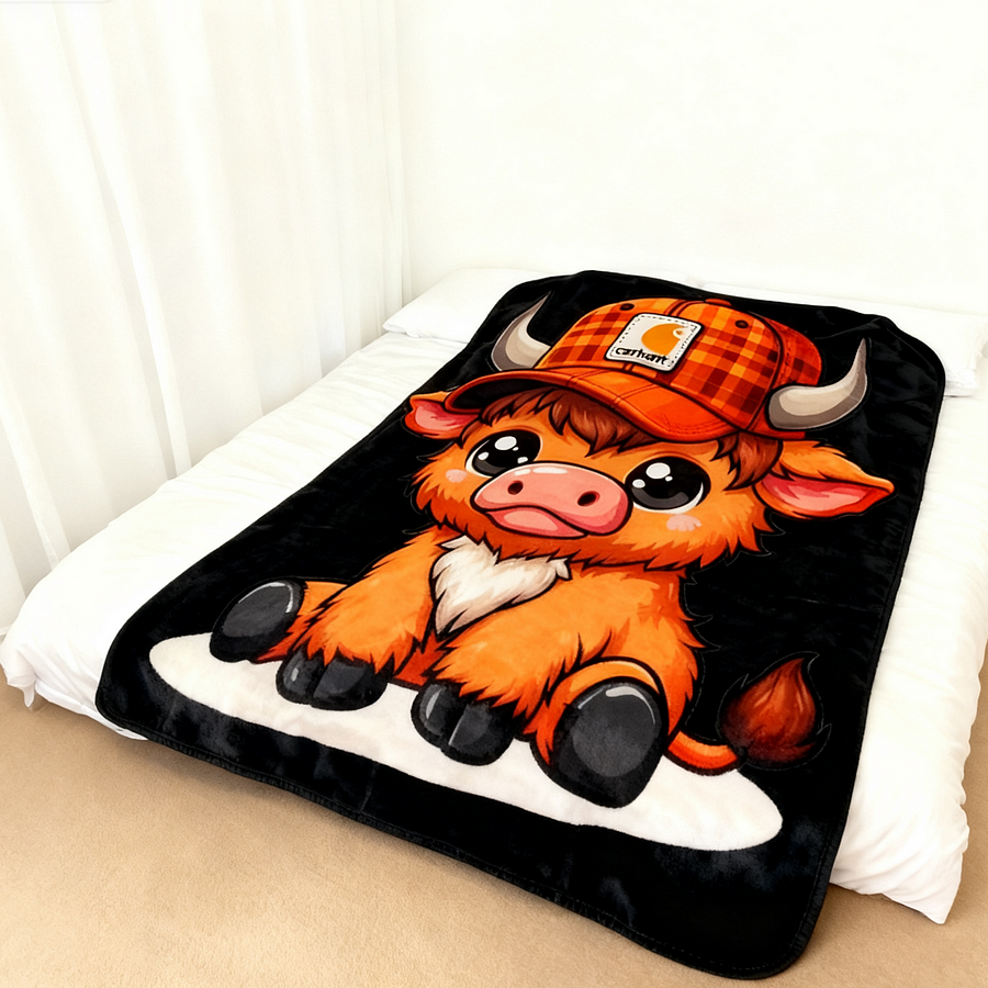 Cute Highland Cow Pattern Blanket
