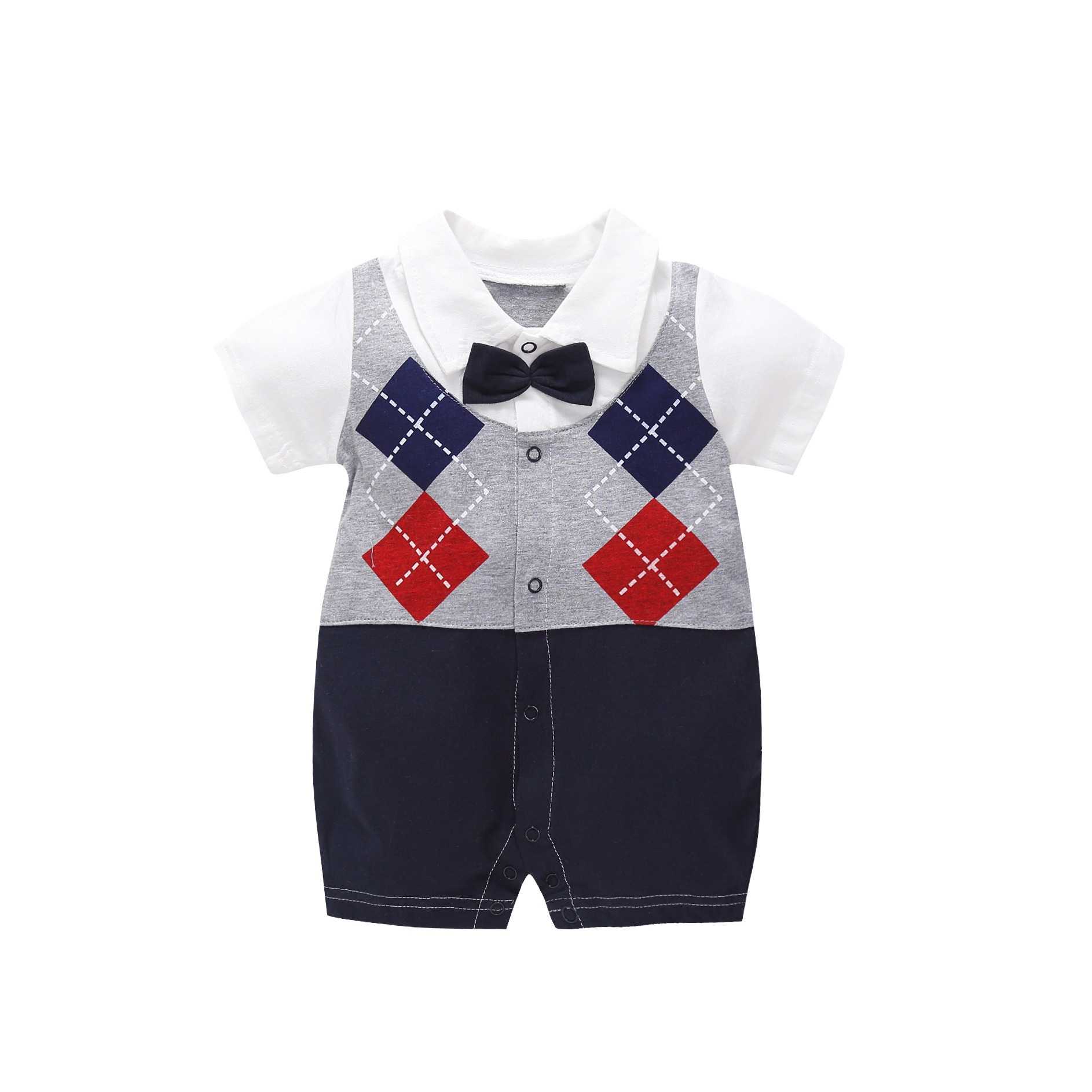 Baby Boy Diamond-Quilted Academic Jumpsuits