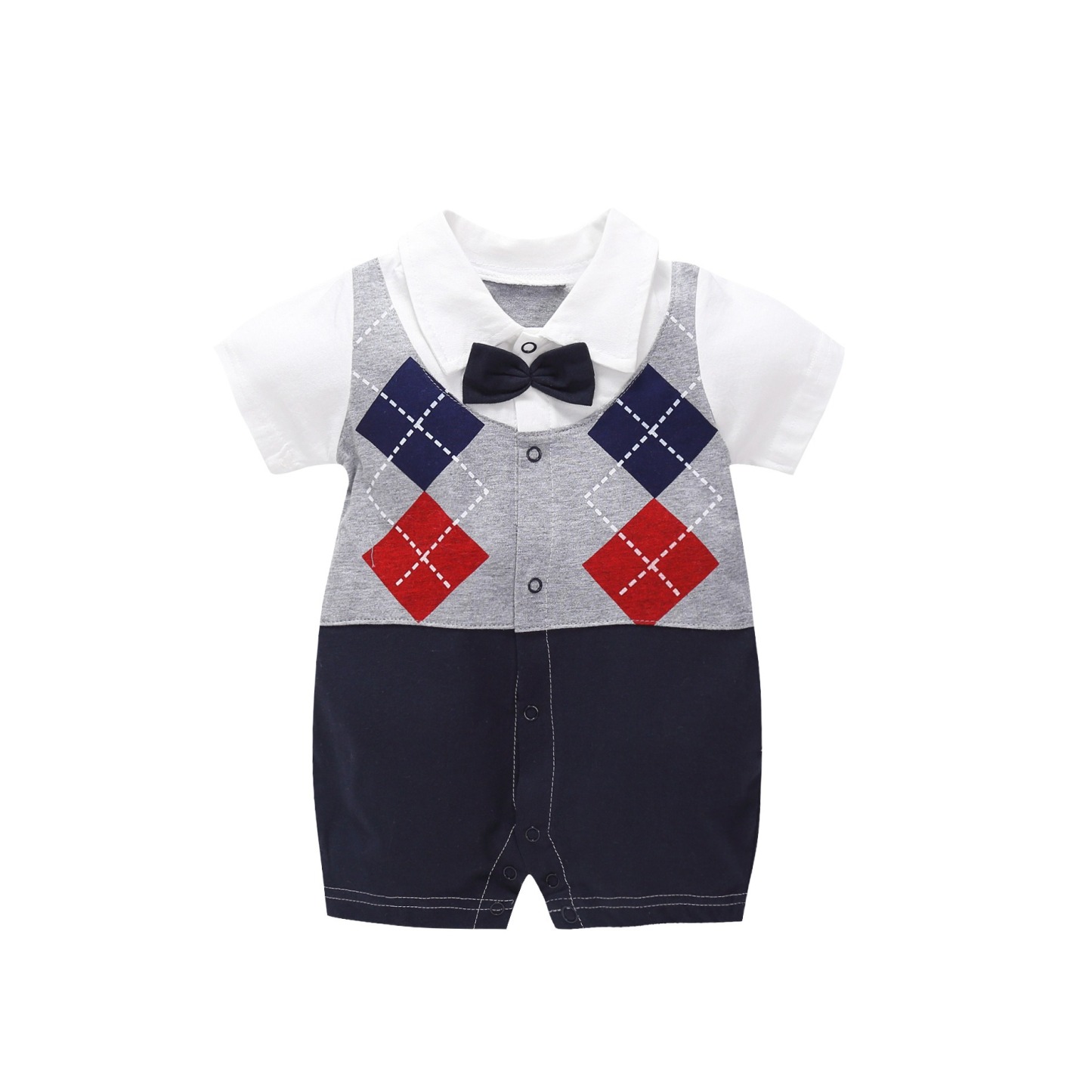 Baby Boy Diamond-Quilted Academic Jumpsuits