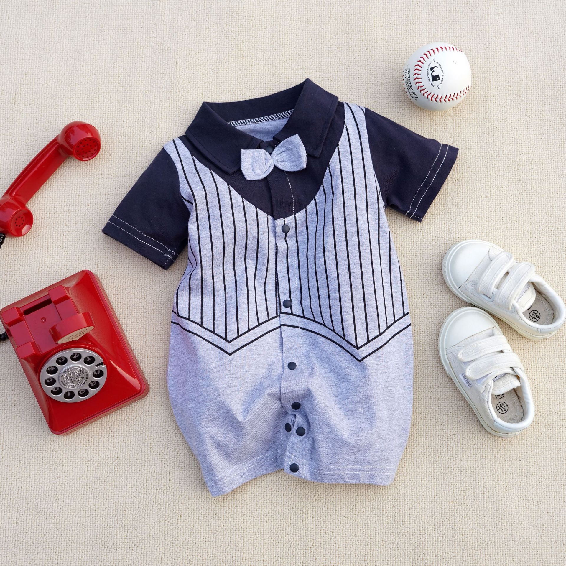 Baby Boy Gray Vest-Style Gentleman Jumpsuits